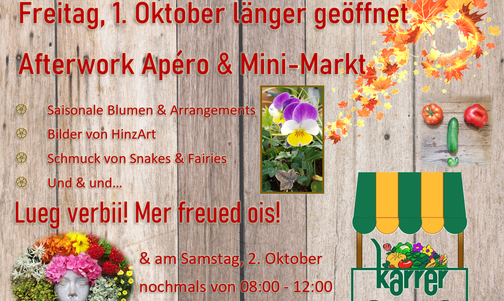 1. & 2. Oktober Herbst Apero & Mini-Markt